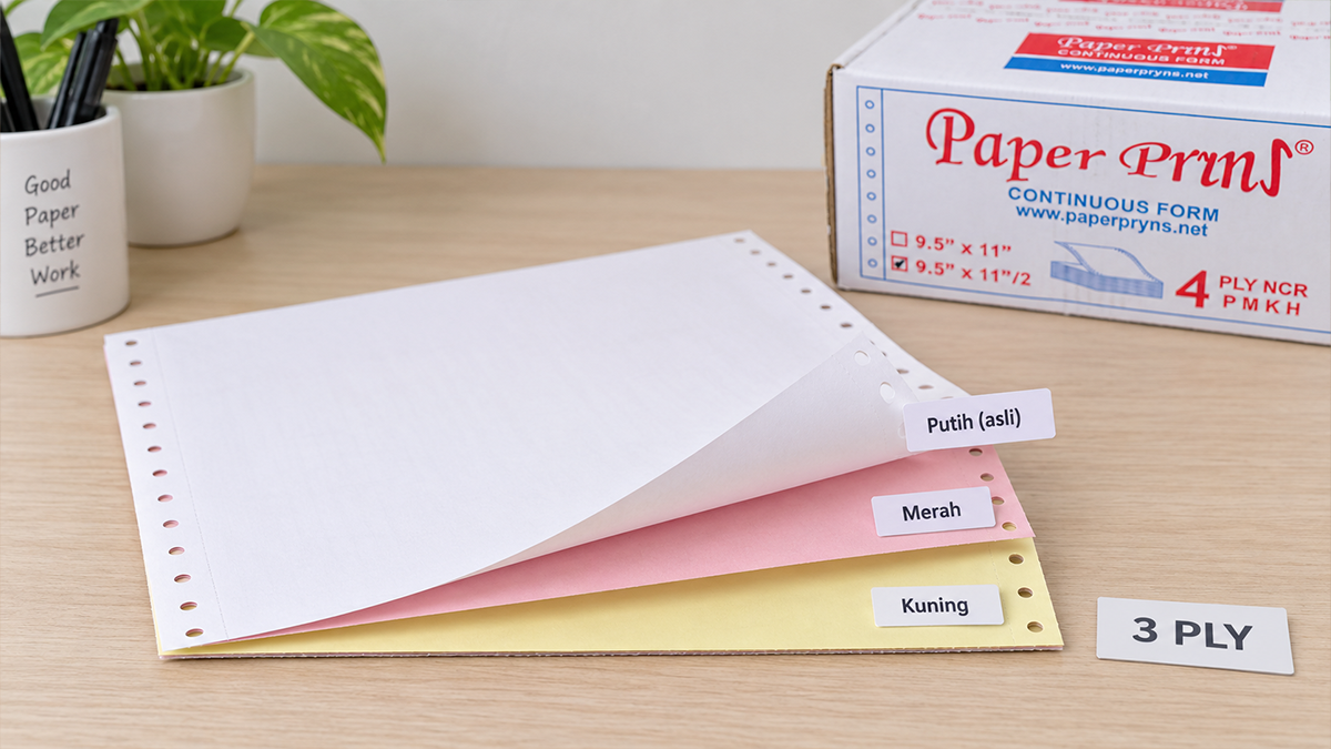 Set 3 PLY: lembar putih, merah, dan kuning dalam satu set