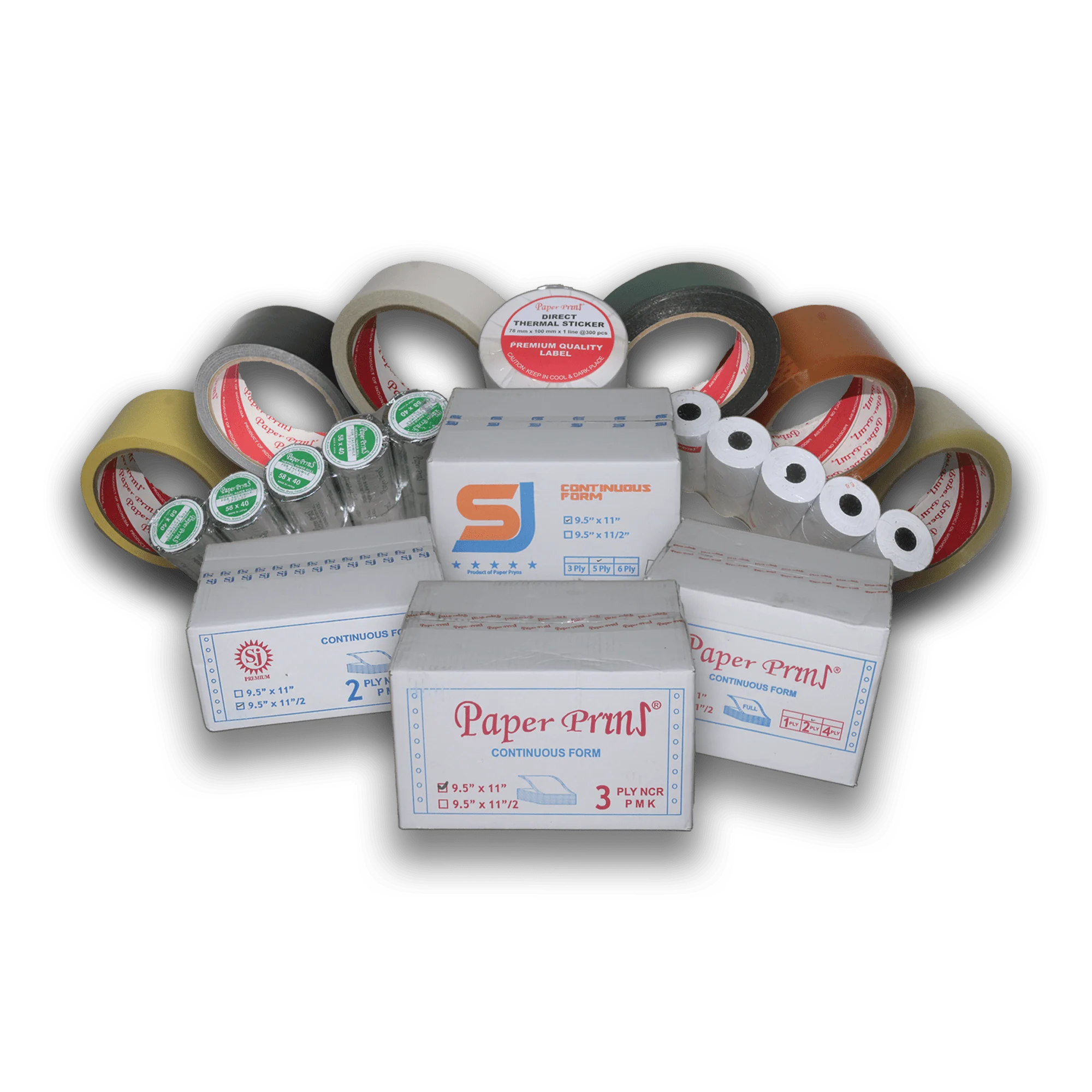 back2 Produk Paperpryns - Continuous Form, Register Roll, Thermal Roll, dan variasi jenis isolasi.