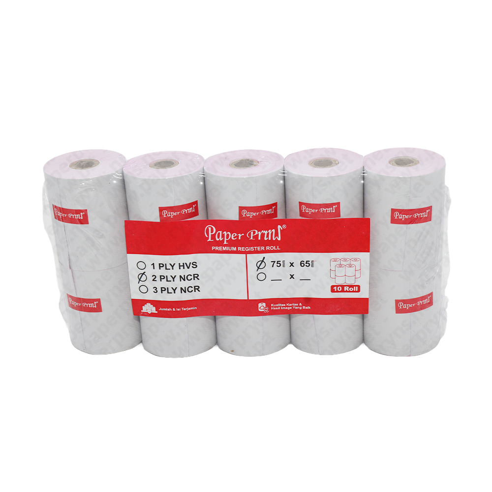 Paperpryns Register Roll NCR 75mm × 65mm 2 PLY — detail