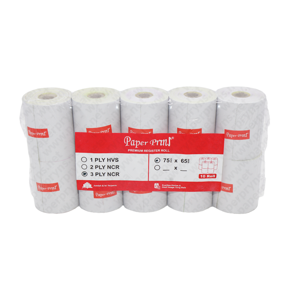 Paperpryns Register Roll NCR 75mm × 65mm 3 PLY — detail