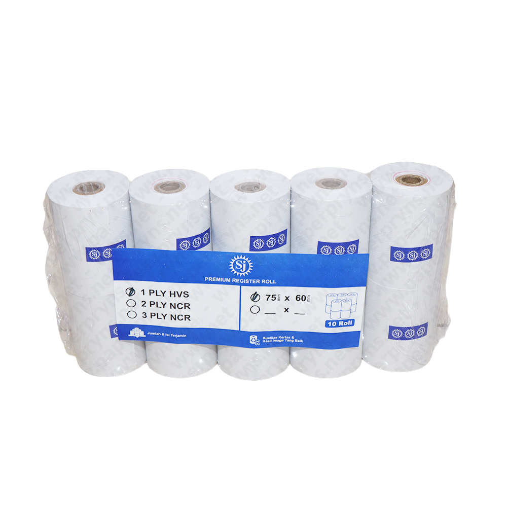 SJ Premium Register Roll HVS 75mm × 60mm 1 PLY — detail