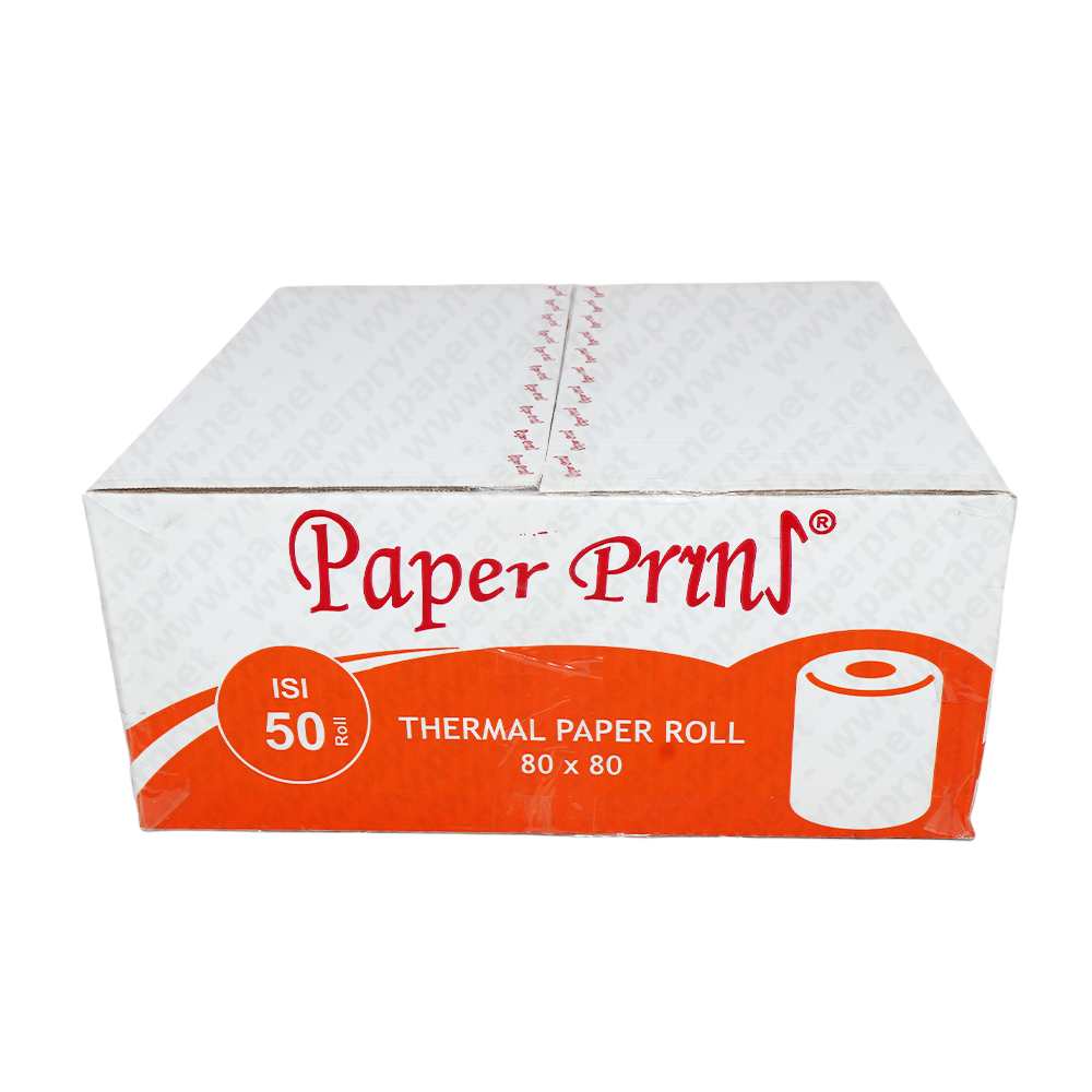 Paperpryns Thermal Roll 80mm × 80mm Lite Orange Label — detail
