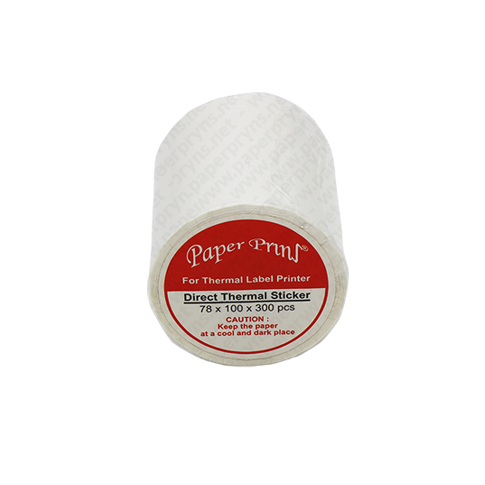 Paperpryns Direct Thermal Sticker Roll 78mm × 100mm Isi 300 Pcs