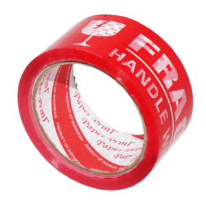 Paperpryns Fragile Tape Lakban Merah 48mm 2 Inch x 70 Yard tampak depan